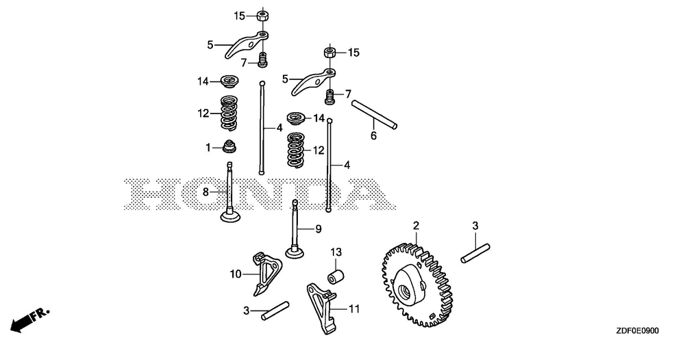 Camshaft Diagram and Parts List for GXH50UTX (Type QXB4)(GCBYT-2000001-9999999) Honda Engine