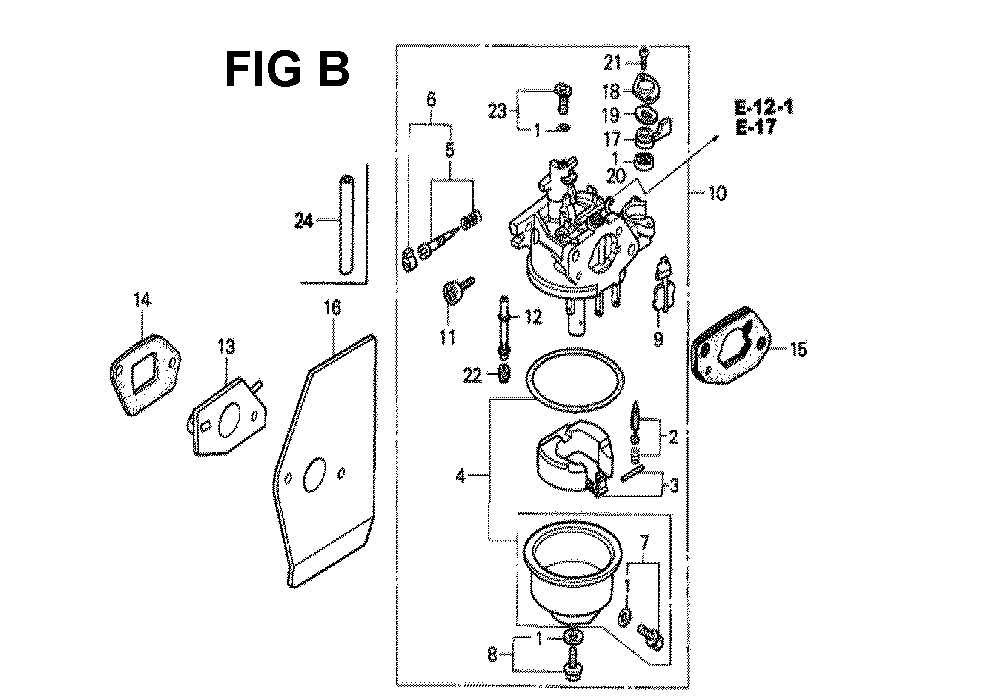Fig-4 Diagram and Parts List for GXV160K1 Type SFY1 Honda Engine