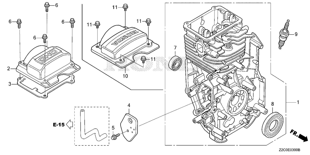 Cylinder Barrel Diagram and Parts List for GS190LAX (Type QHAF)(GCACA-2074905-9999999) Honda Engine