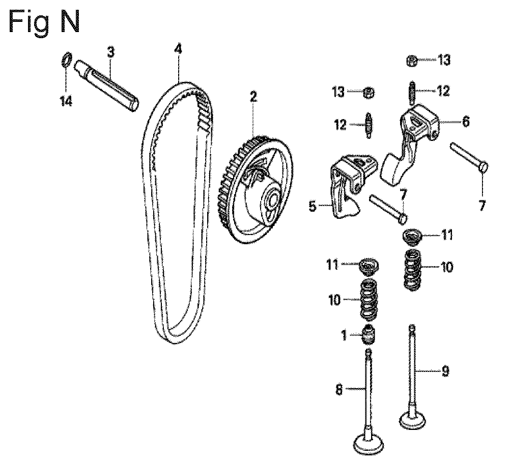 Fig-14 Diagram and Parts List for GX100U Type SE14 Honda Engine