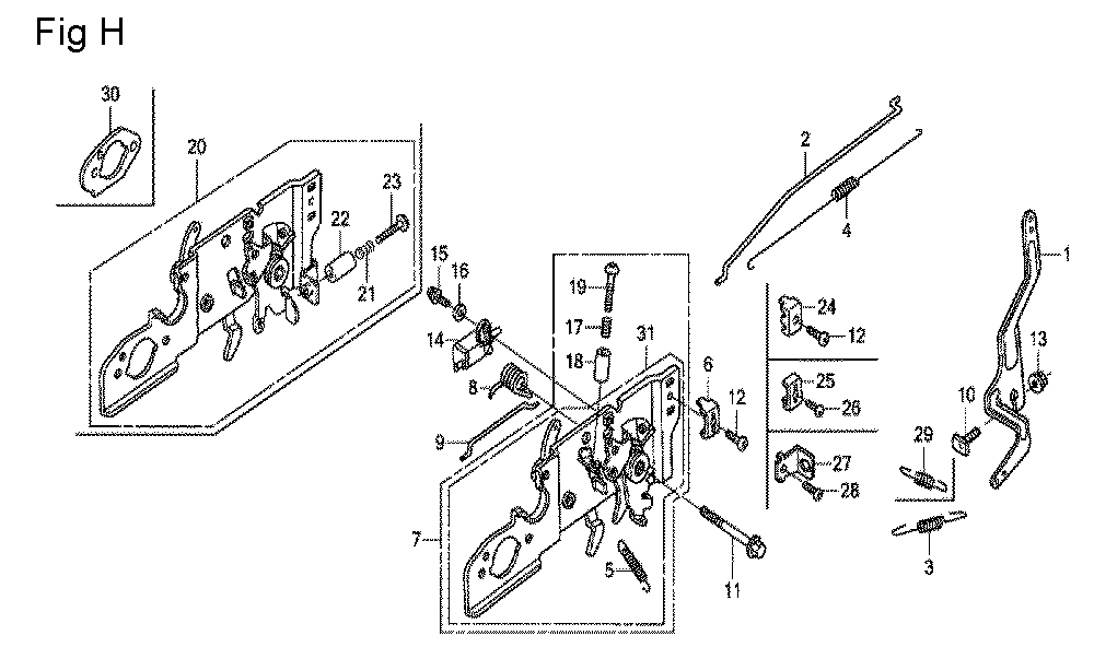 Fig-8 Diagram and Parts List for GCV160LA0 Type S1A Honda Engine