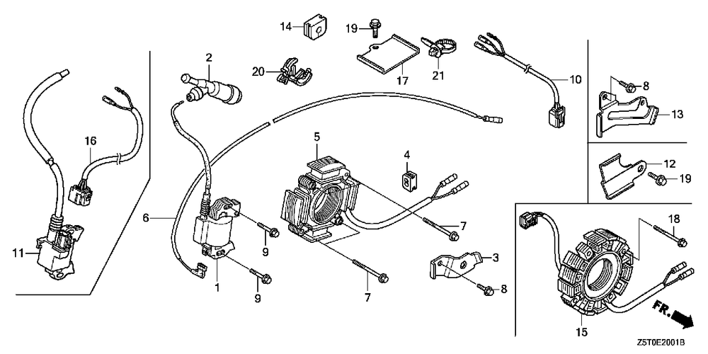 Ignition Coil (2) Diagram and Parts List for GX390RT2 (Type  QNGN/A)(GCBCT-3000001 - 9999999) Honda Engine