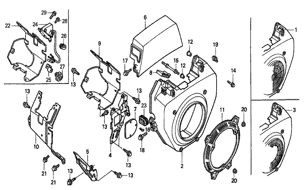 Fig-0 Diagram and Parts List for GX610 Type QDF Honda Engine