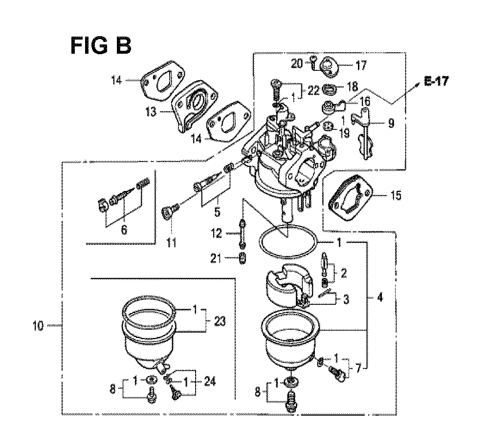 Fig-7 Diagram and Parts List for GXV120 Type SFL Honda Engine