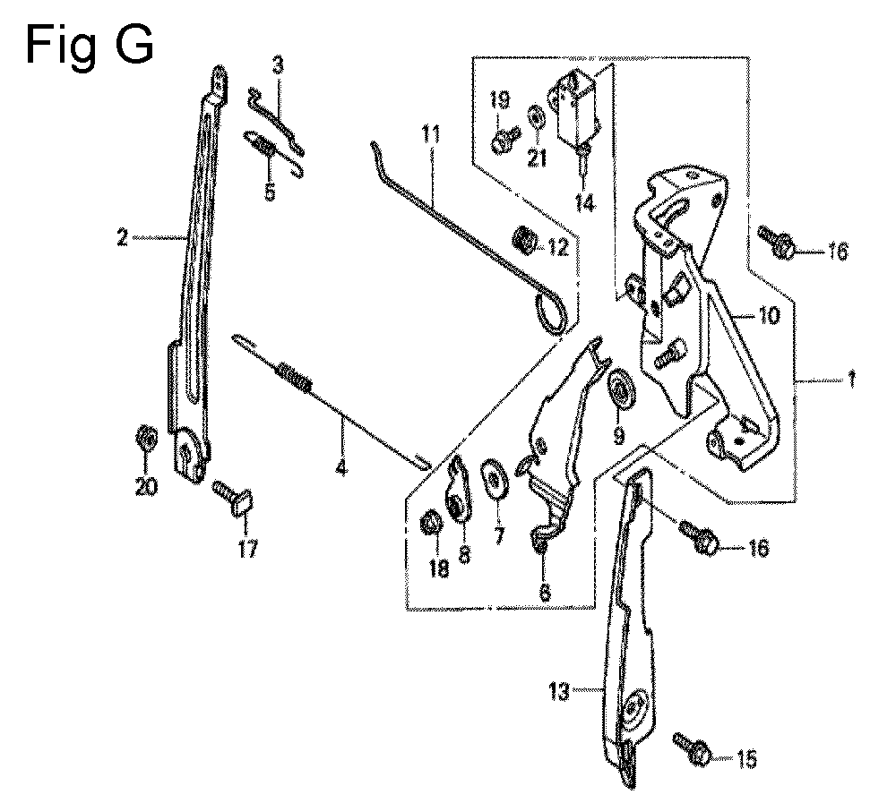 Fig-7 Diagram and Parts List for GC135 Type QHC Honda Engine