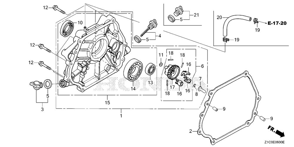 Crankcase Cover (1) Diagram and Parts List for GX390UT2 (Type  SCC/B)(GCBCT-1000001 - 3485996) Honda Engine