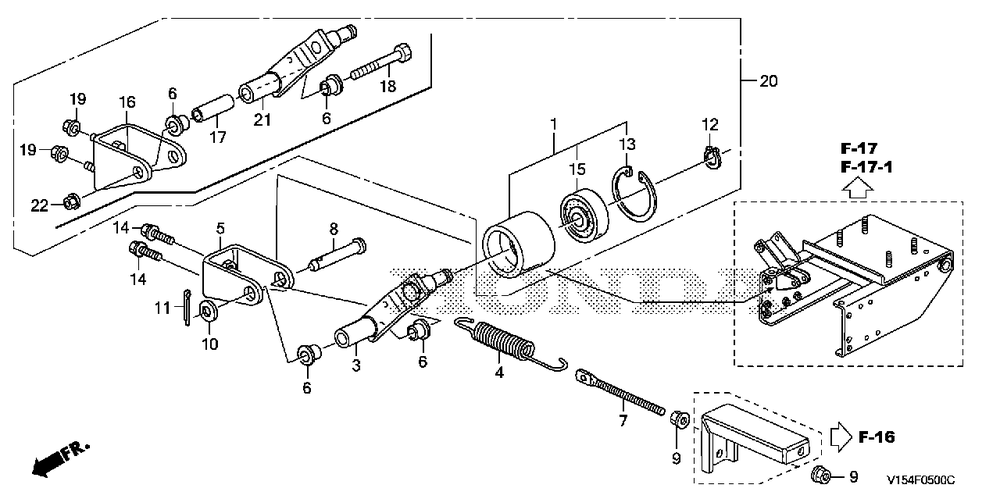 Tensioner Arm Diagram and Parts List for HSM1336IK2 (Type  ATDR)(SBCJ-5500001 - 5509999) Honda Snow Blower