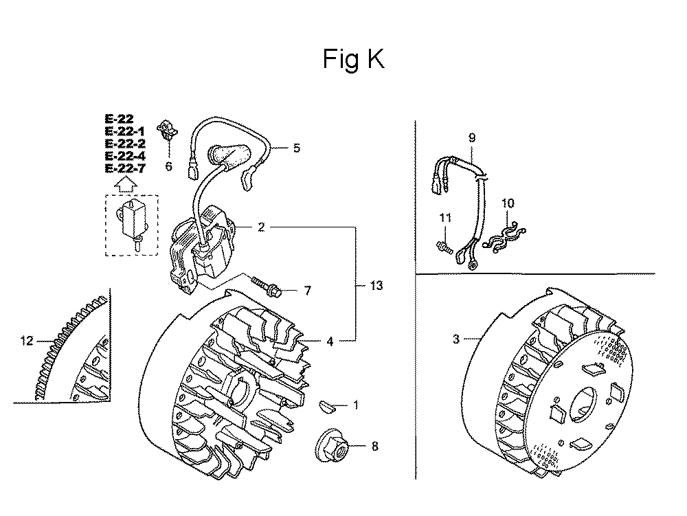 Fig-11 Diagram and Parts List for GC160 Type QHA1 Honda Engine