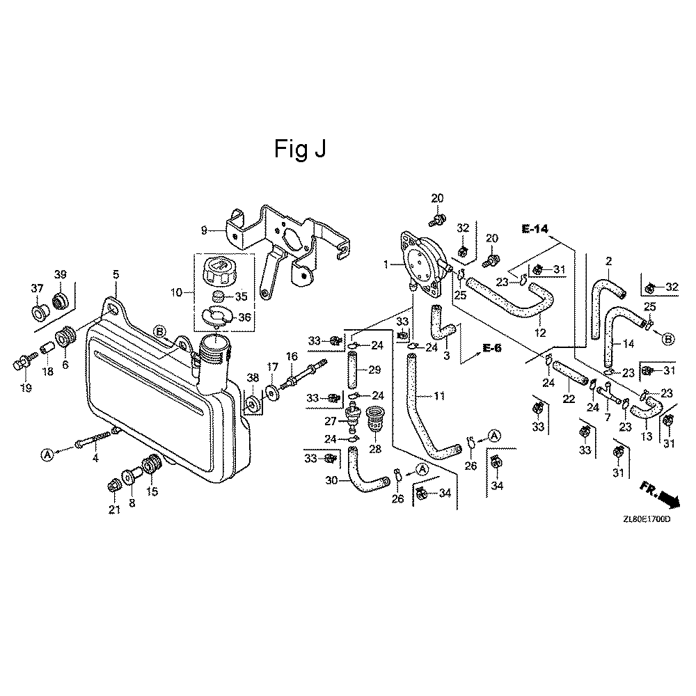 Fig-10 Diagram and Parts List for GC135 Type PXA Honda Engine