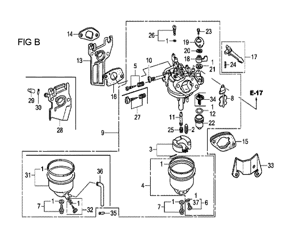 Fig-2 Diagram and Parts List for GX120T1 Type QX2 Honda Engine