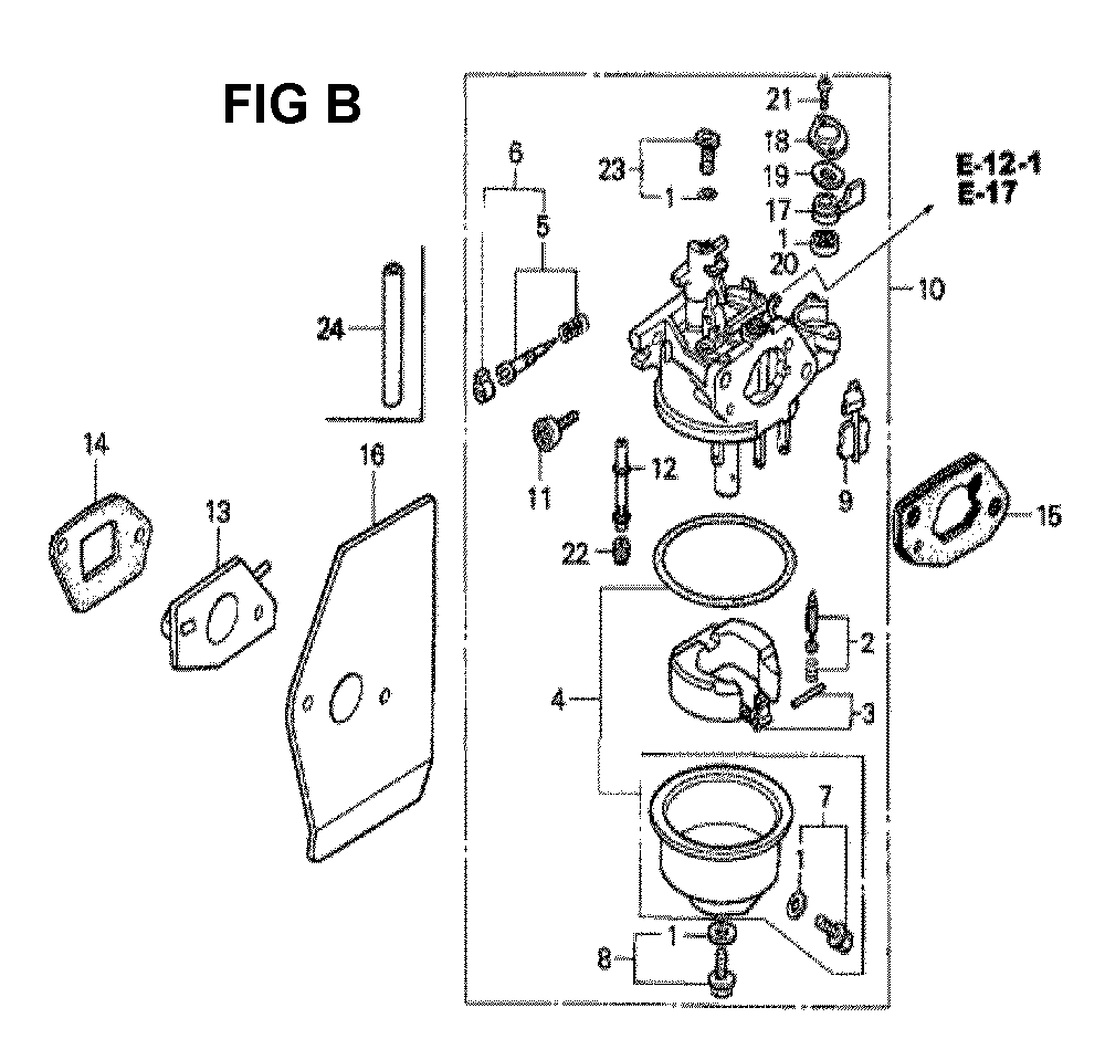 Fig-3 Diagram and Parts List for GXV160K1 Type N1S Honda Engine