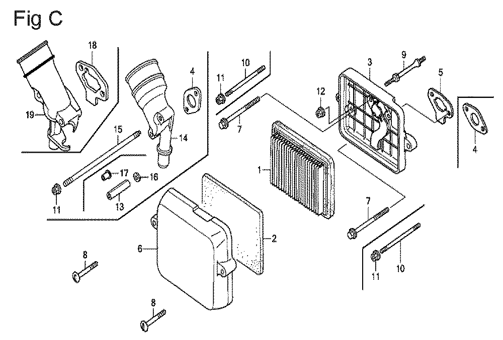 Fig-3 Diagram and Parts List for GX100U Type VEA Honda Engine