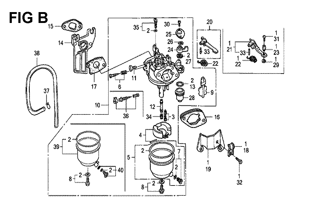 Fig-2 Diagram and Parts List for GX120K1 Type SJD2 Honda Engine