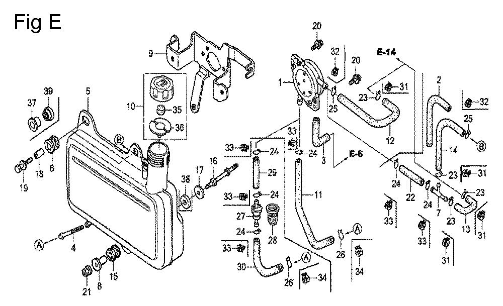Fig-5 Diagram and Parts List for GC160A Type QHEC Honda Engine