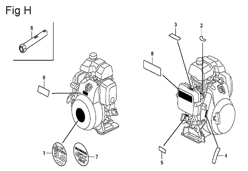 Fig-8 Diagram and Parts List for GX100U Type SA2 Honda Engine