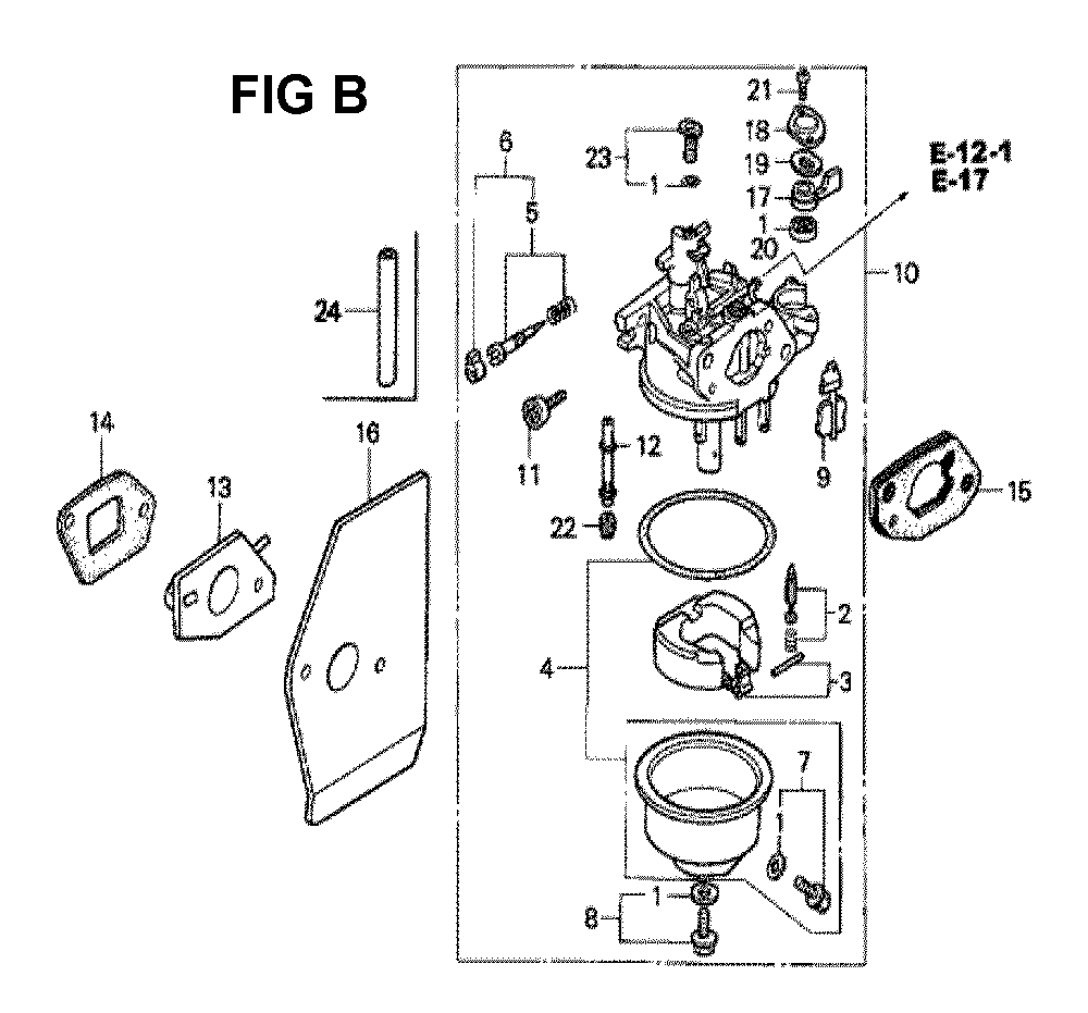 Fig-5 Diagram and Parts List for GXV160 Type N1C Honda Engine