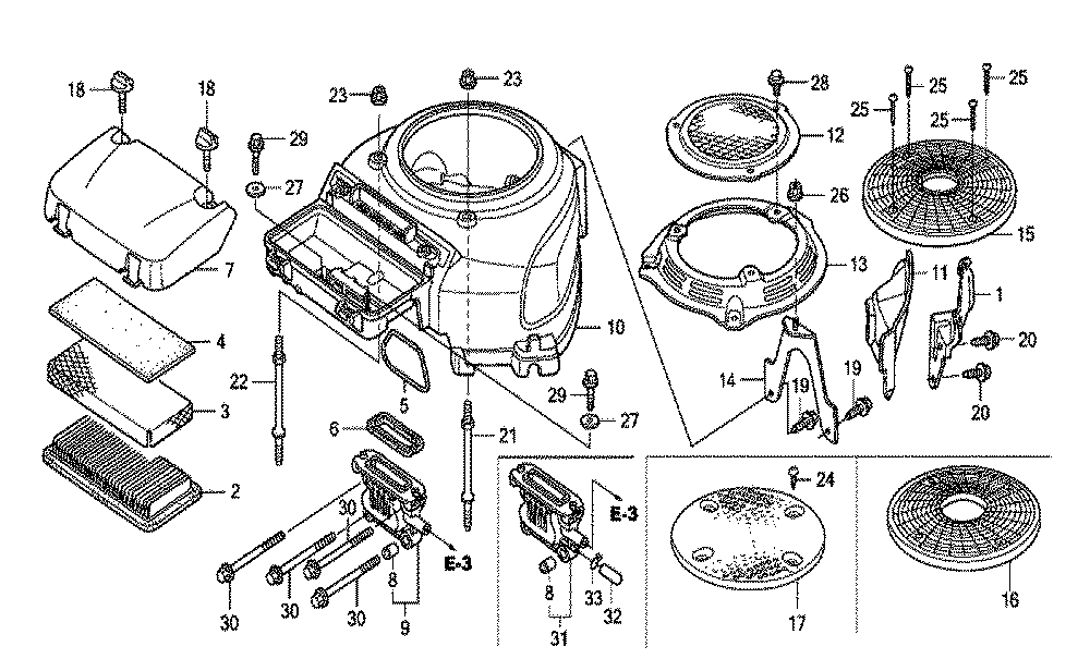 Fig-0 Diagram and Parts List for GXV530U Type SXE2 Honda Engine