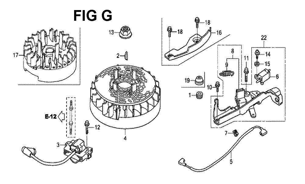 Fig-7 Diagram and Parts List for GCV190LA Type S3C Honda Engine