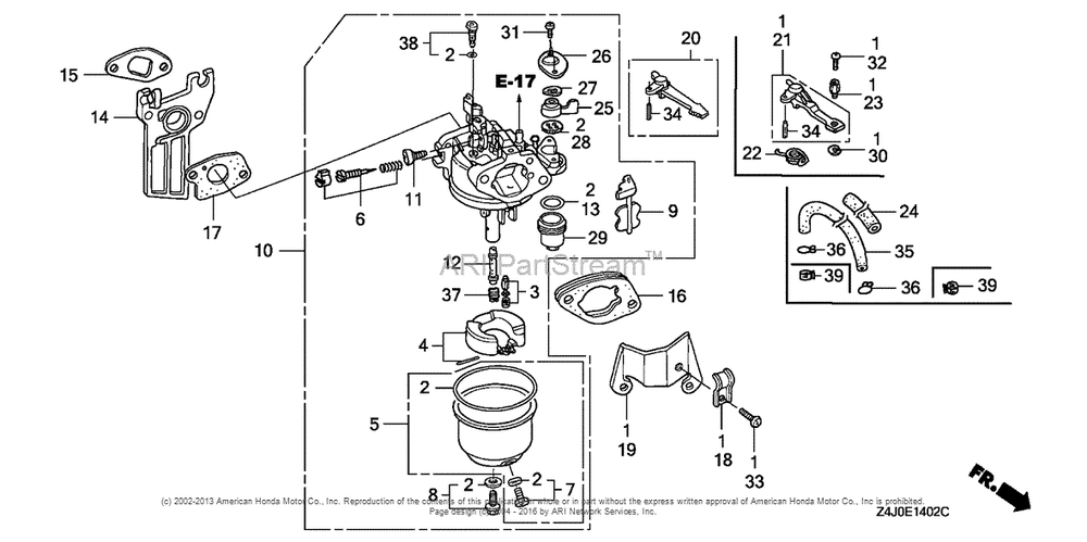 Carburetor (3) Diagram and Parts List for GX160U1 (typeWKD6)(GCACK-1000001) Honda Engine