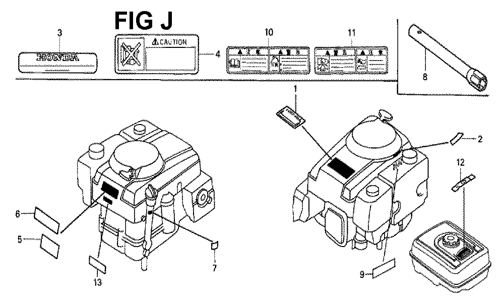 Fig-10 Diagram and Parts List for GXV340K2 Type DN Honda Engine
