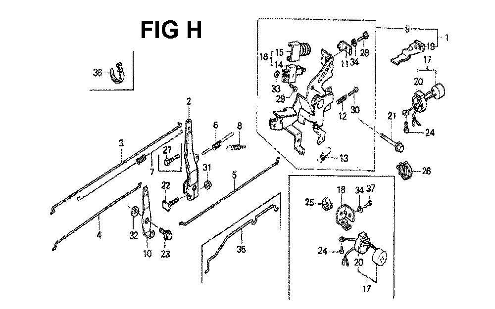 Fig-3 Diagram and Parts List for GXV340 Type DX2 Honda Engine