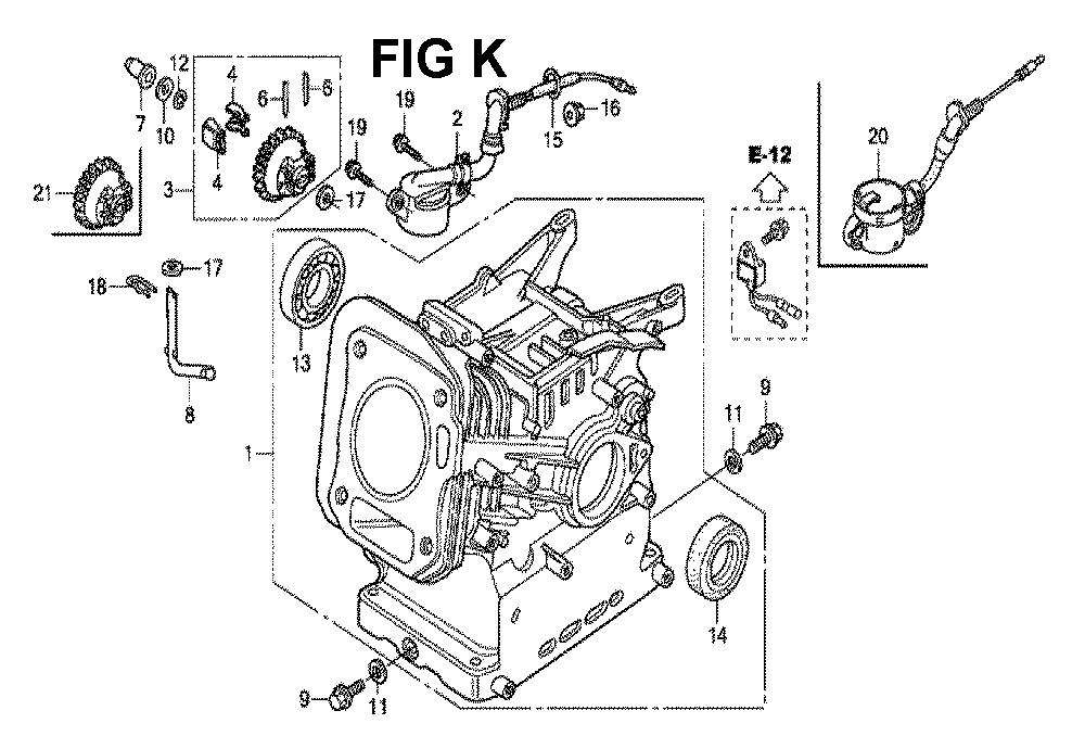 Fig-1 Diagram and Parts List for GX160H1 Type VSPP Honda Engine