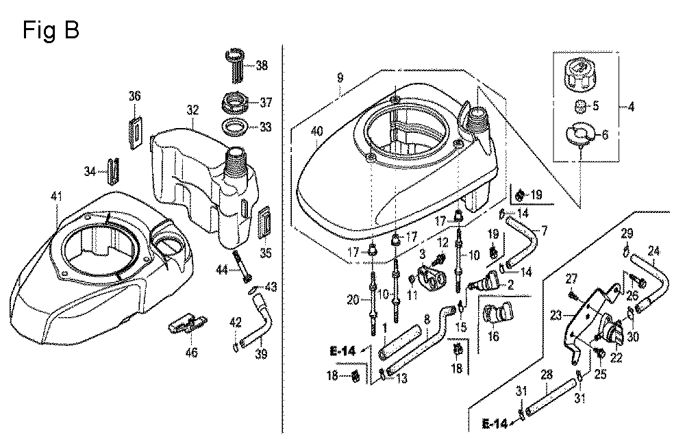 Fig-2 Diagram and Parts List for GCV190A Type N1A Honda Engine