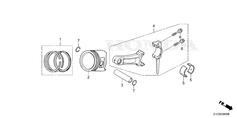 Piston Diagram and Parts List for GX390UT2 (Type  SCC/B)(GCBCT-1000001 - 3485996) Honda Engine