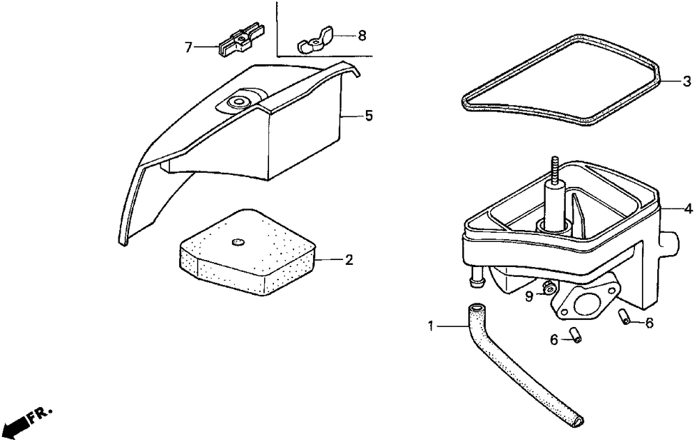 Air Cleaner Diagram and Parts List for HP250 (Type  CA)(NA1-2000001 - 2599999) Honda Lawn Tractor Accessories