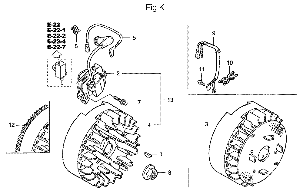 Fig-11 Diagram and Parts List for GC160A Type QHAJ Honda Engine