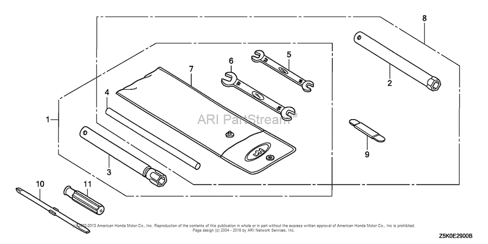 Tool Diagram and Parts List for GX270UT2 (typeSMX2)(GCBGT-1000001) Honda Engine