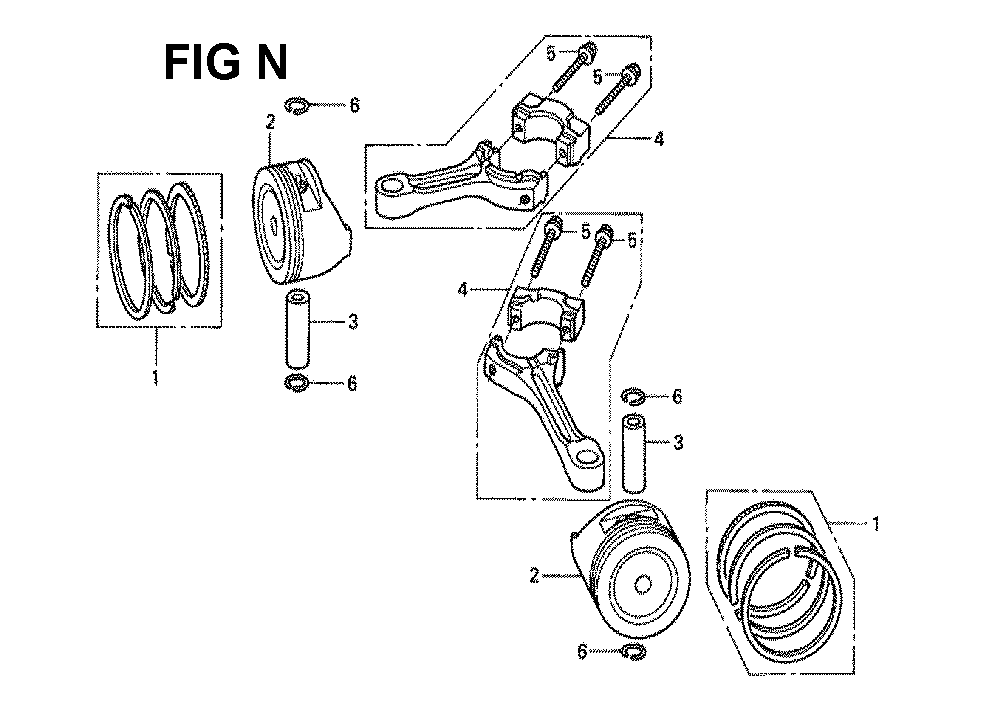 Fig-6 Diagram and Parts List for GXV530 Type UXE3A Honda Engine