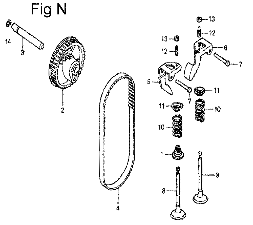 Fig-14 Diagram and Parts List for GC190A Type QHE Honda Engine