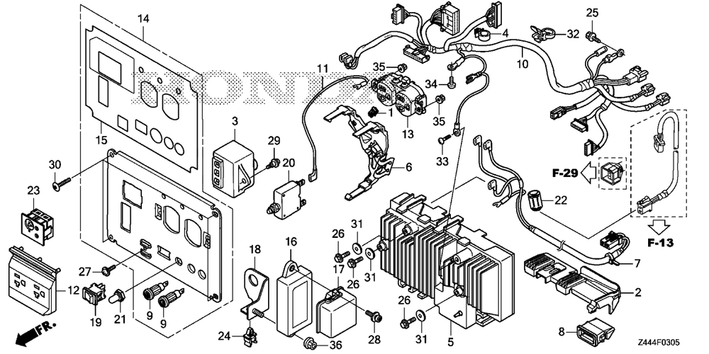 Control Panel (6) Diagram and Parts List for EU2200IT (Type  AG)(EAMT-1000001 - 9999999) Honda Generator
