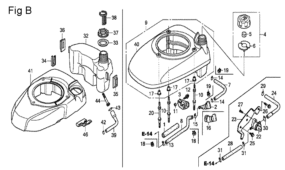 Fig-2 Diagram and Parts List for GCV190A Type N5AF Honda Engine