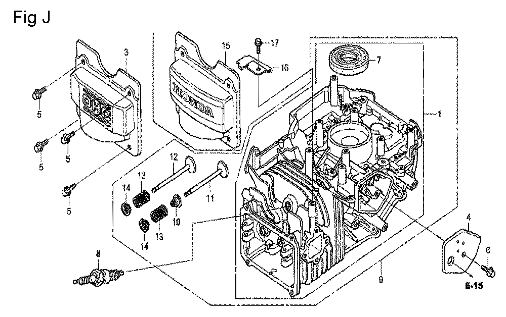 Fig-10 Diagram and Parts List for GCV160LA0 Type N1A Honda Engine