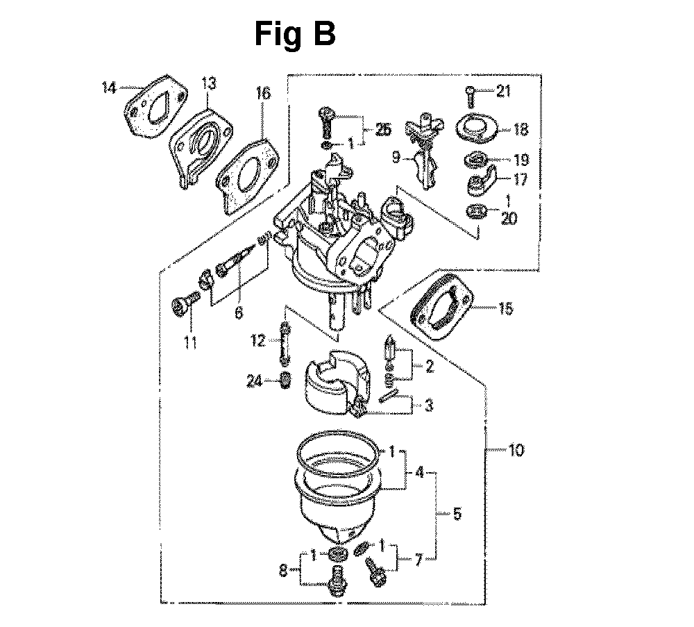 Fig-1 Diagram and Parts List for GXV140 Type A2Y Honda Engine