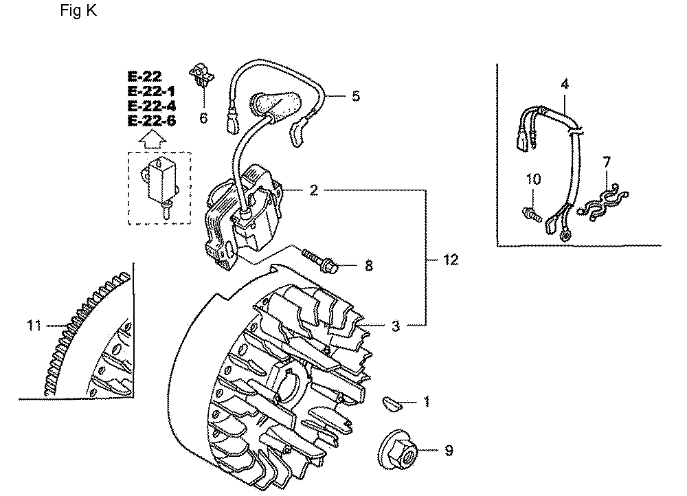 Fig-11 Diagram and Parts List for GC190A Type QEA2 Honda Engine