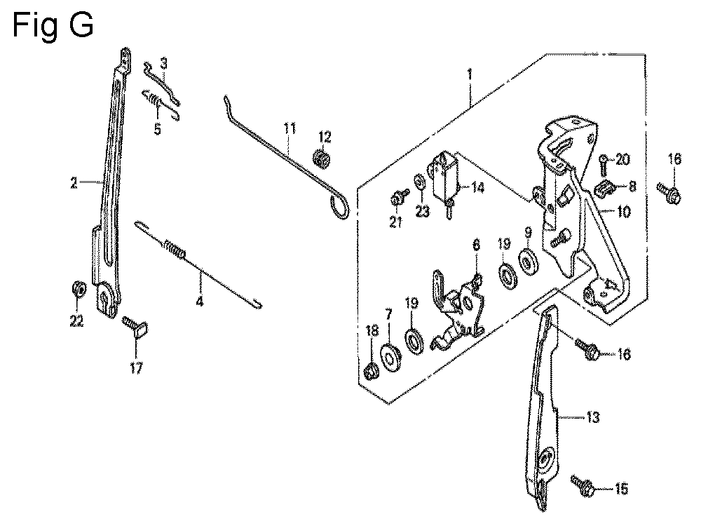 Fig-7 Diagram and Parts List for GC135 Type QHP7 Honda Engine