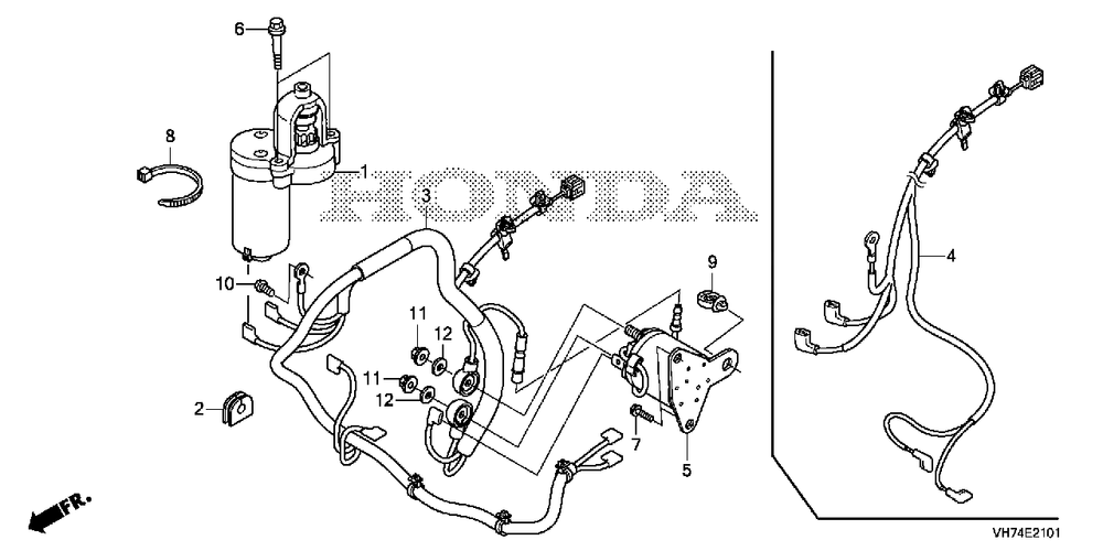 Starter Motor (Hrx217k6) Diagram and Parts List for HRX217K6 (Type  HZA)(MAMA-1000001 - 9999999) Honda Lawn Mower