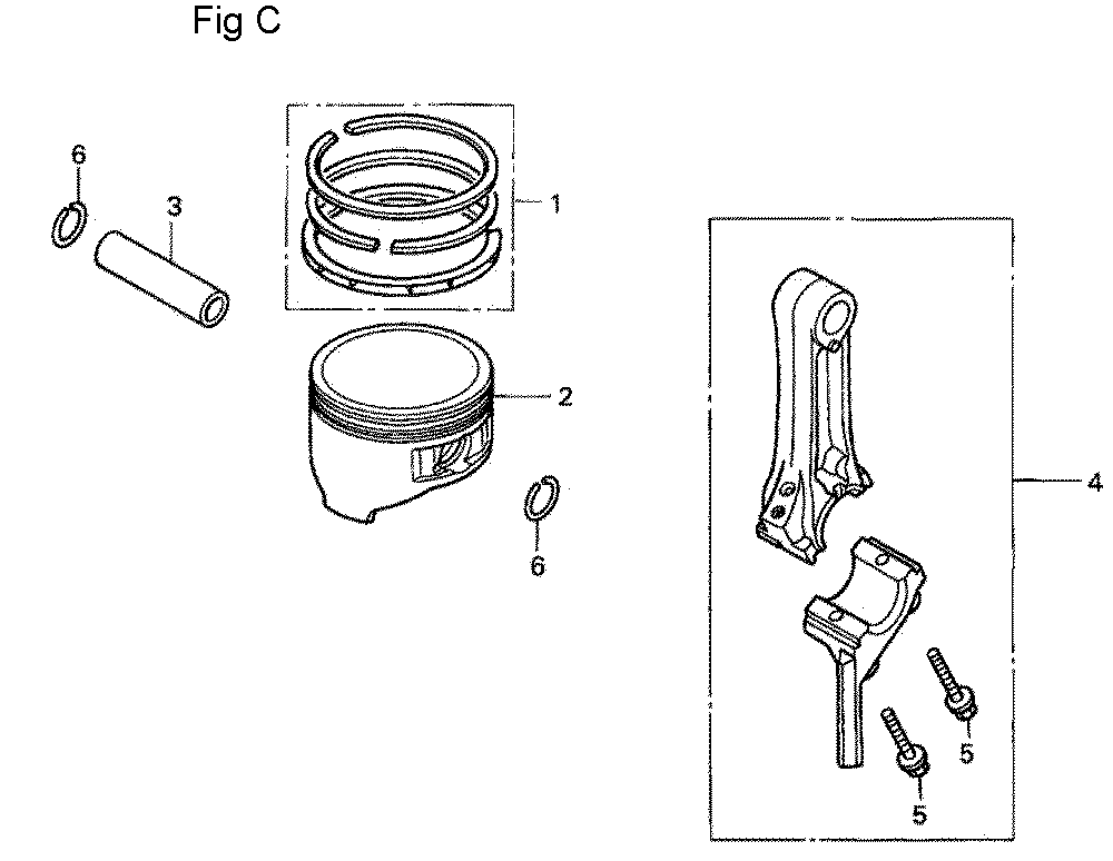 Fig-3 Diagram and Parts List for GC190A Type QHA2 Honda Engine