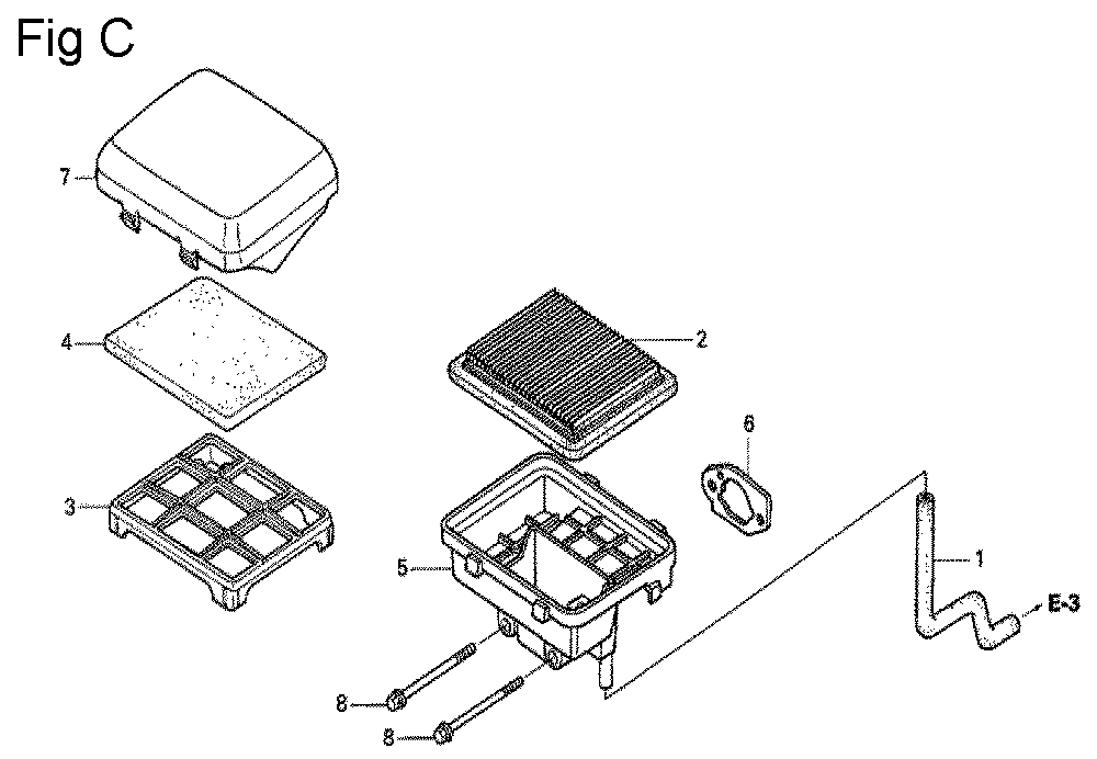 Fig-3 Diagram and Parts List for GS190A Type QBE Honda Engine