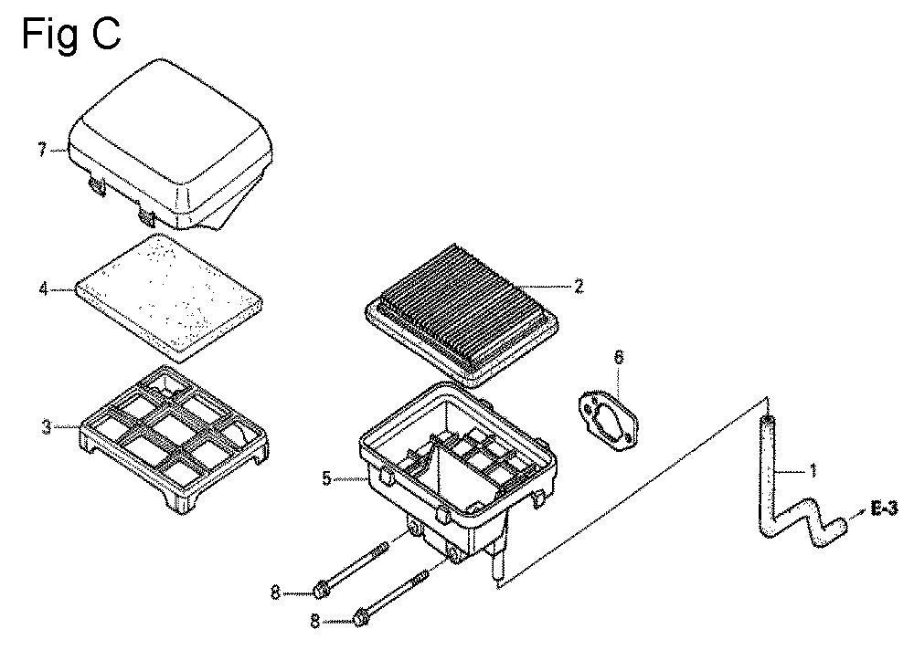 Fig-3 Diagram and Parts List for GS190A Type QBA Honda Engine