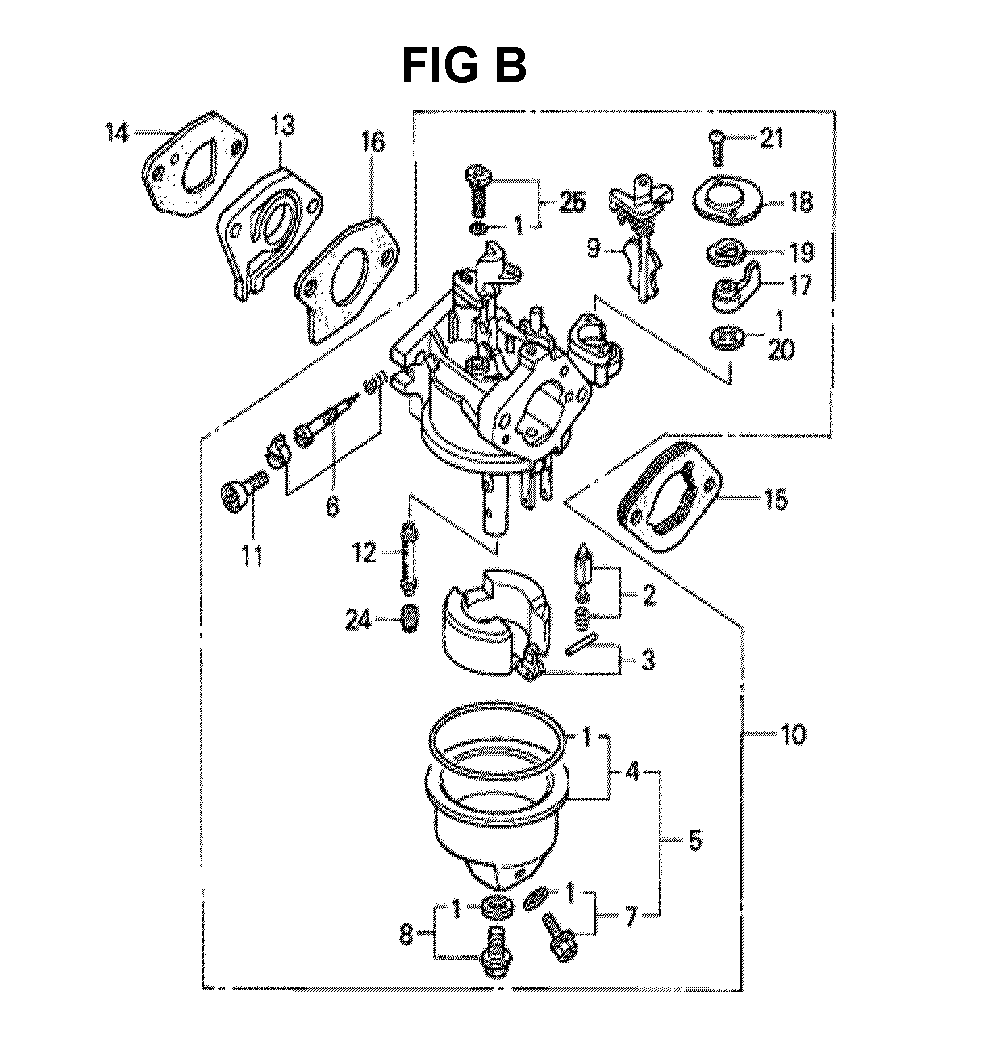 Fig-7 Diagram and Parts List for GXV140 Type A2YC Honda Engine