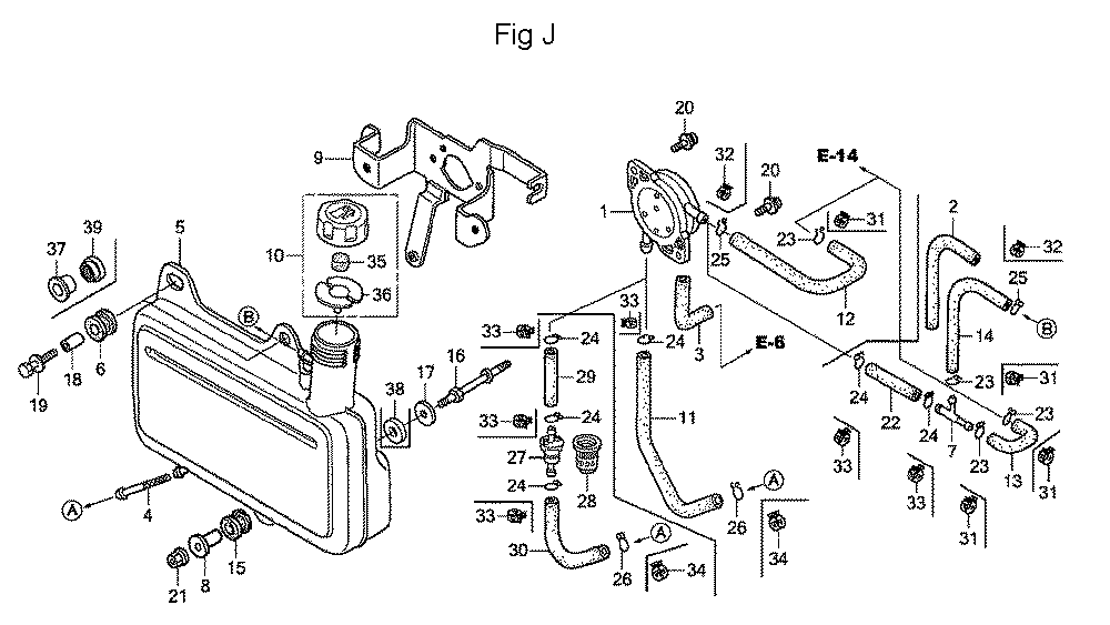 Fig-10 Diagram and Parts List for GC160 Type WKT2 Honda Engine