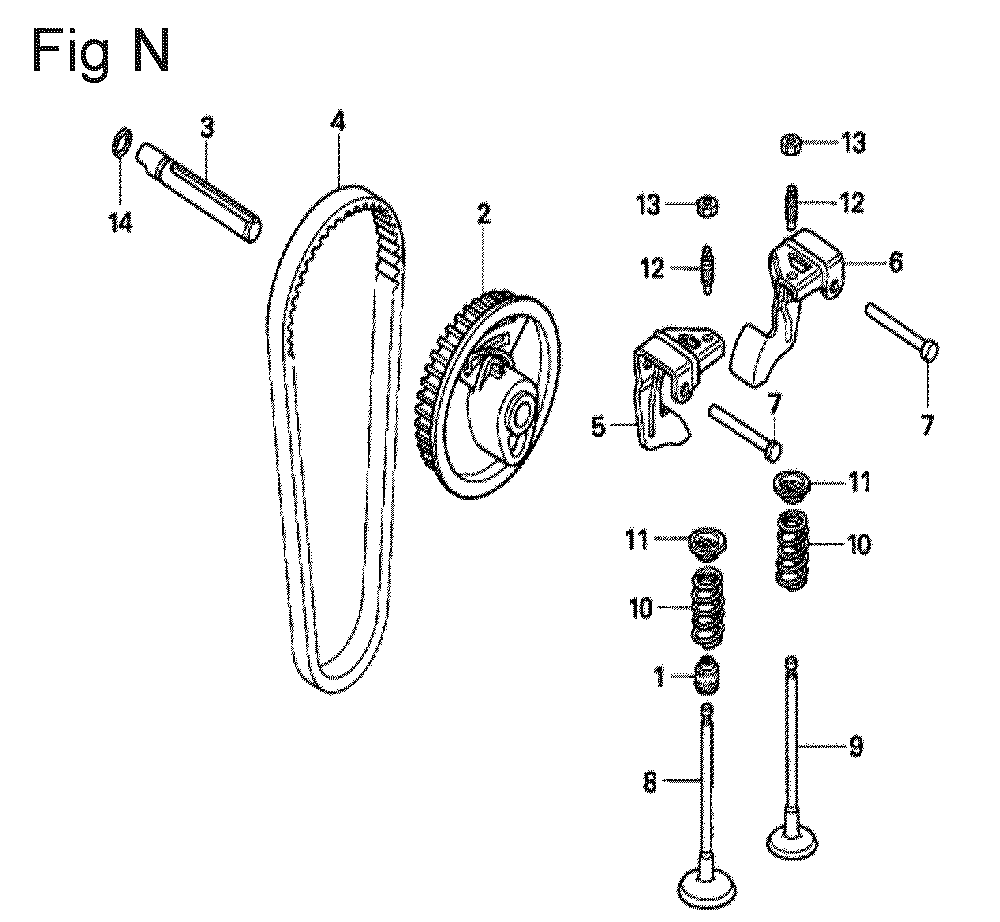 Fig-14 Diagram and Parts List for GX100U Type VEA Honda Engine