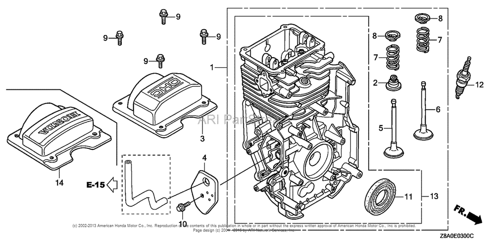 Cylinder Barrel Diagram and Parts List for GC160LA (typeQHC)(GCAHA-3599750) Honda Engine