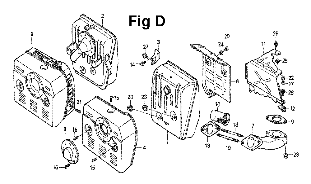 Fig-6 Diagram and Parts List for GXV270 Type DNE2 Honda Engine