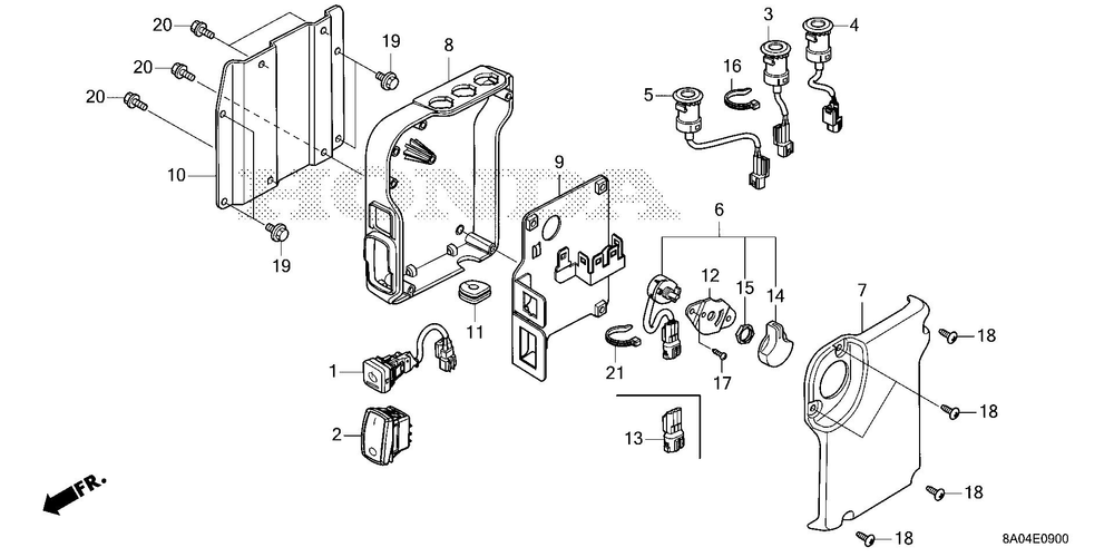 Control Box Diagram and Parts List for GXE20H (Type S3)(GMABK-1000001-9999999) Honda Engine