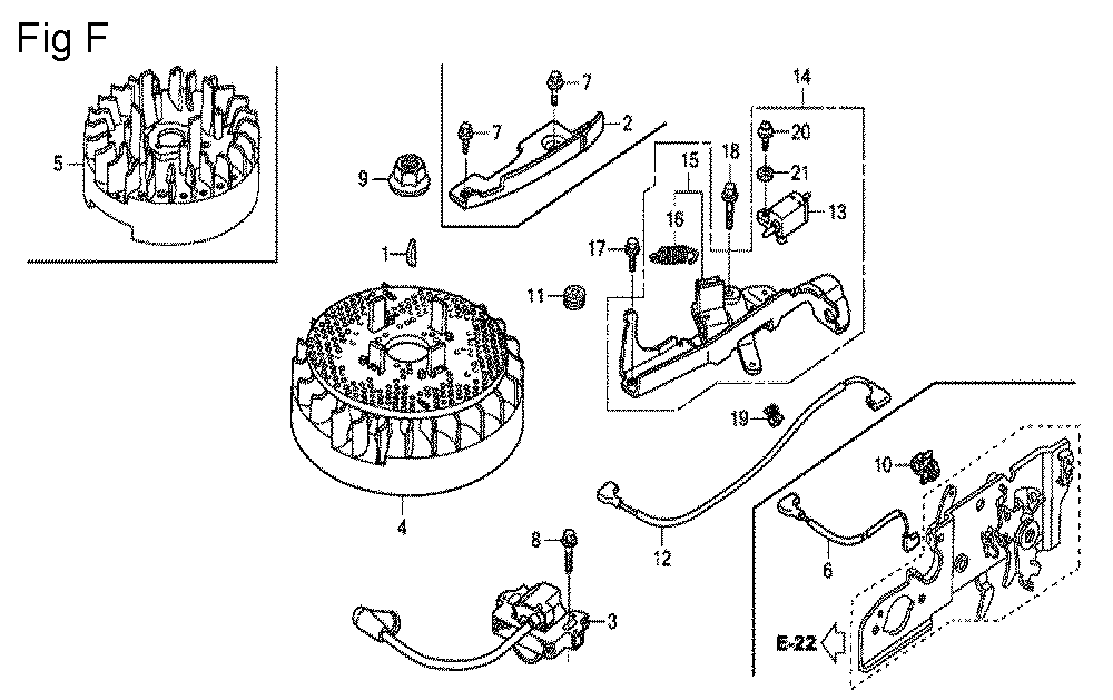 Fig-6 Diagram and Parts List for GCV135 Type N7E2 Honda Engine